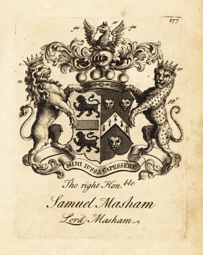 Wappen des hochwürdigen Samuel Masham, Lord Masham von Andrew Johnston