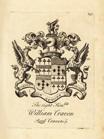 Wappen des hochverehrten William Craven, Lord Craven, 3. Baron Craven (1700-1739) von Andrew Johnston