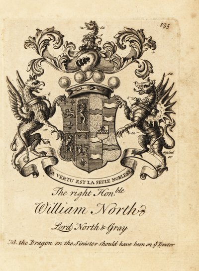 Wappen des Hochwohlgeborenen William North, Lord North & Gray, 6. Baron North, 2. Baron Grey von Andrew Johnston