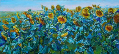 Lebendiges Sonnenblumenfeld von Andrii Kutsachenko
