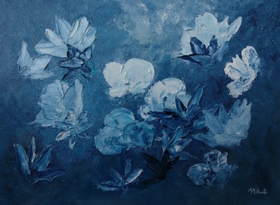 Blaue Abstrakte Blumen von Angeles M. Pomata