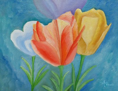 Bunte Frühlings-Tulpen von Angeles M. Pomata