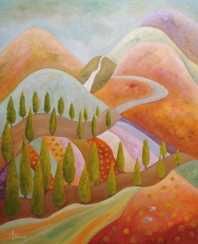 Zypressenhügel Landschaft von Angeles M. Pomata