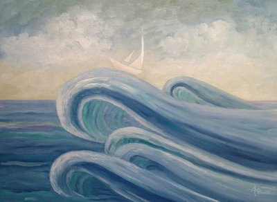 Segeln auf blauen Wellen von Angeles M. Pomata