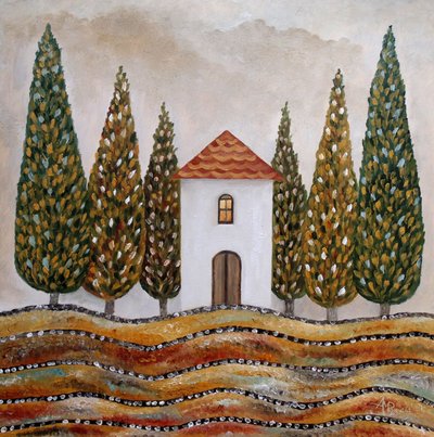 Toskanisches Zypressenhaus von Angeles M. Pomata