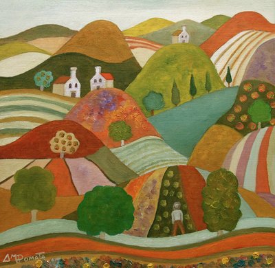 Verspieltes Dorf am Hang von Angeles M. Pomata
