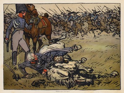 Feldmarschall Blücher unter seinem toten Pferd in der Schlacht von Ligny gefangen von Angelo Jank