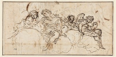 Gruppe von Engeln auf einer Wolkenbank von Angelo Michele Colonna