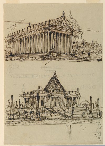 Bühnenbild, Außenansicht der Tempel von Angelo Toselli