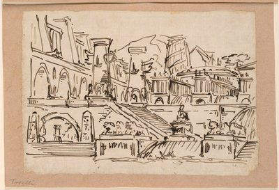 Bühnenbild, Gruppe antiker Gebäude von Angelo Toselli