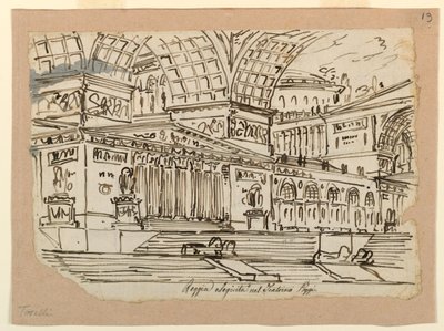 Bühnenbild, Königspalast im klassischen Stil von Angelo Toselli