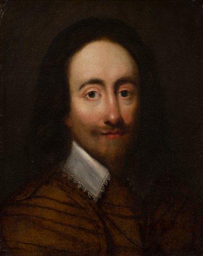 Porträt von König Karl I. (Öl auf vergoldetem Silberleder) von Anglo Flemish School
