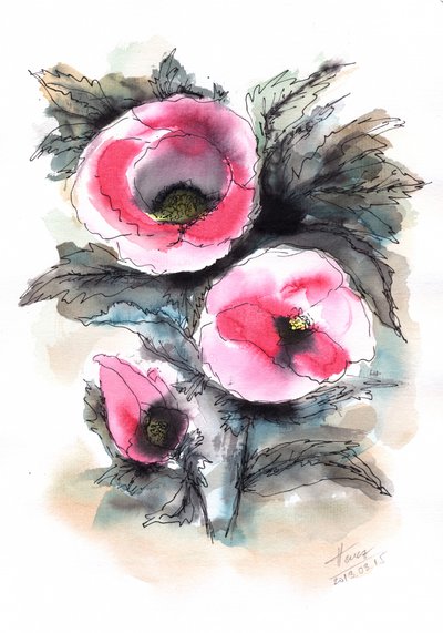 Lebendige rosa Mohnblumen von Aniko Hencz