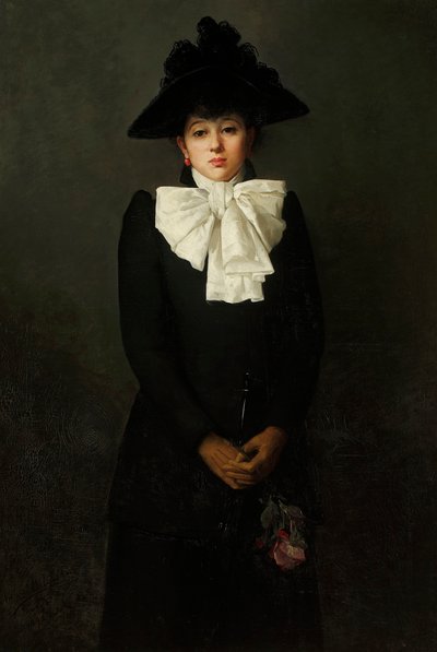Porträt einer jungen Frau mit einer Rose in der Hand von Anna Bilińska Bohdanowicz