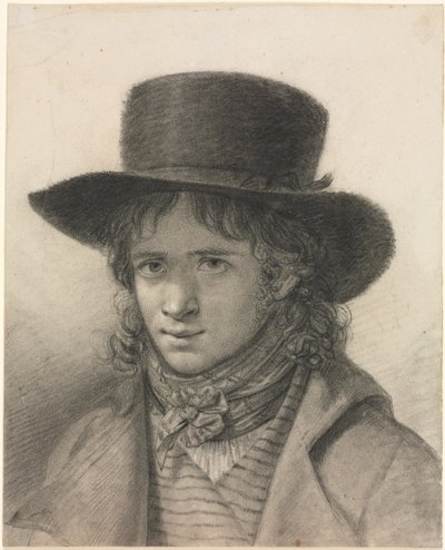 Selbstporträt mit Hut von Anne-Louis Girodet de Roucy-Trioson