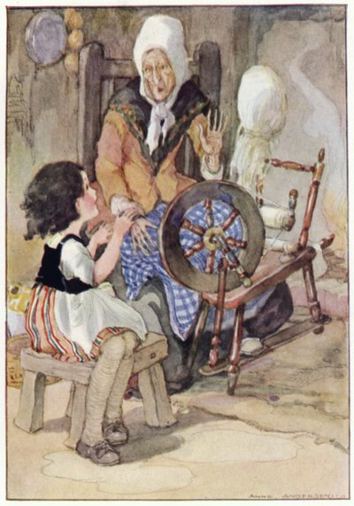 Die Großmutter sprang von ihrem Spinnrad auf von Anne (after) Anderson