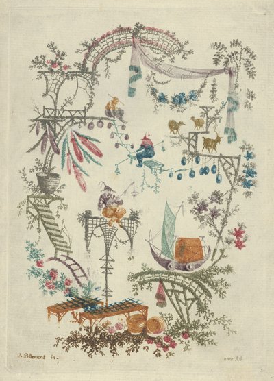 Chinoiserie aus Nouvelle Suite de Cahiers Arabesques Chinois, 1790-99 von Anne Allen