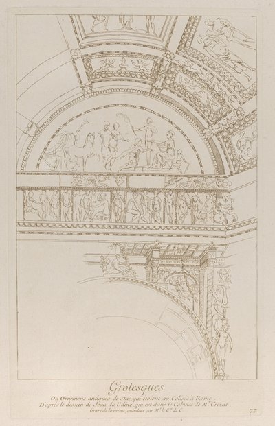 Grotesken: Detail der Stuckreliefs, die das Kolosseum in Rom schmücken, ca. 1729 von Anne Claude Philippe de Caylus