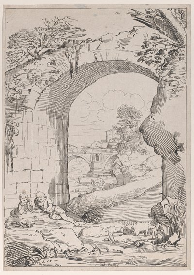 Landschaft mit Brücke, 18. Jahrhundert von Anne Claude Philippe de Caylus