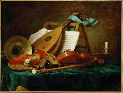 Die Attribute der Musik - die Symbole der Musik ... von Anne Vallayer-Coster