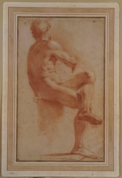Ein männlicher Akt, sitzend mit dem Rücken gedreht von Annibale Carracci