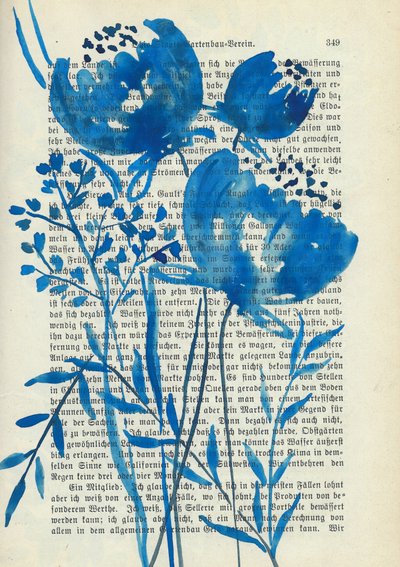 Blaue Aquarell Botanicals von Annick