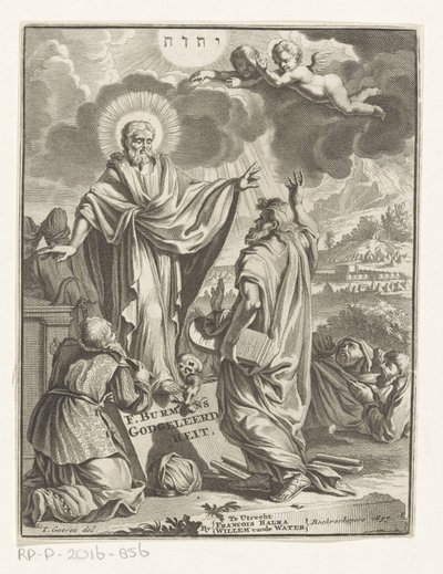 Allegorische Darstellung mit Christus, Moses und kniender Figur von Anonymous
