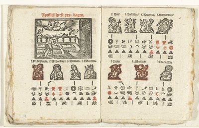 Seiten mit der Vorhersage für den Monat April, 1712 von Anonymous