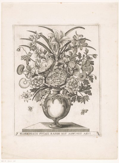 Blumen in Vase mit Halffiguren von Anonymous
