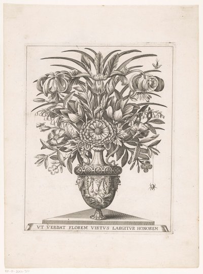 Blumen in einer Vase mit Löwenköpfen von Anonymous