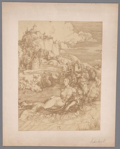 Fotoreproduktion des Kupferstichs Entführung durch das Seeungeheuer von Albrecht Dürer von Anonymous
