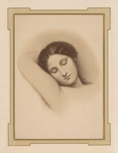 Fotoreproduktion einer Zeichnung einer schlafenden Frau von Anonymous