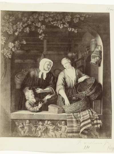 Fotoreproduktion des Gemäldes Die Krämerin von Frans van Mieris II von Anonymous