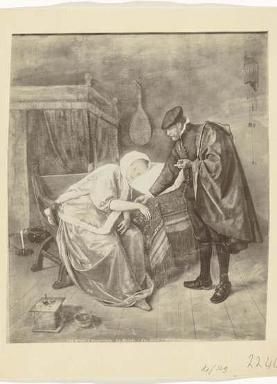 Fotoreproduktion des Gemäldes Die kranke Frau von Jan Steen von Anonymous