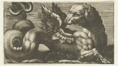 Geflügeltes Seeungeheuer mit einem Hundekopf von Anonymous