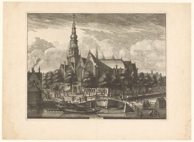 Ansicht der Oude Kerk in Amsterdam von der Oudezijds Voorburgwal von Anonymous