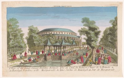 Ansicht des Kanals und des chinesischen Pavillons im Ranelagh Gardens in London mit einem Maskenball von Anonymous