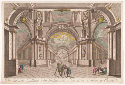 Ansicht der drei Galerien des Palastes der Kunst und Wissenschaft in Rom von Anonymous