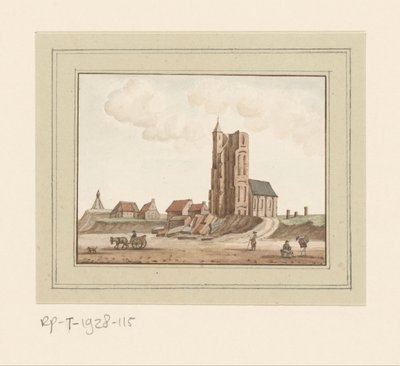 Ansicht des eingestürzten Turms in Egmond aan Zee von Anonymous