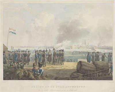 Ansicht der Stadt Antwerpen, am Tag nach dem Bombardement, am 28. Oktober 1830 von Anonymous