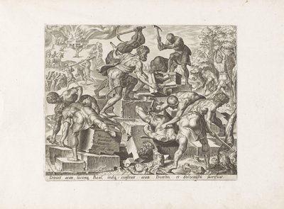 Gideon zerstört den Altar des Baal von Anonymous