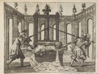 Holland in der französischen Druckpresse, 1672-1673 (France Druck-Pers, Gestelt in Hollant 1672 en 1673) von Anonymous