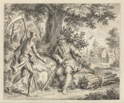 Holzfäller und der Tod (Entwürfe für Illustrationen zu einer Ausgabe von Jean de la Fontaine