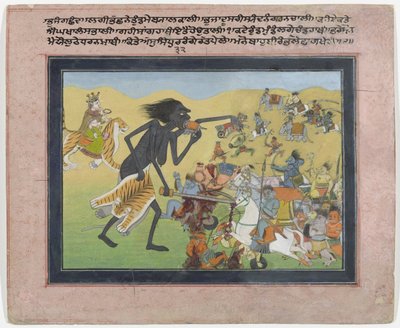 Kali kämpft gegen die Dämonen Chanda und Munda von Anonymous