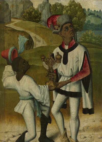 König Balthasar, einer der drei Weisen, und ein Diener, Fragment aus einer Anbetung der Weisen von Anonymous