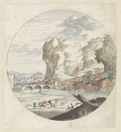 Landschaft mit Fluss und Felsen von Anonymous