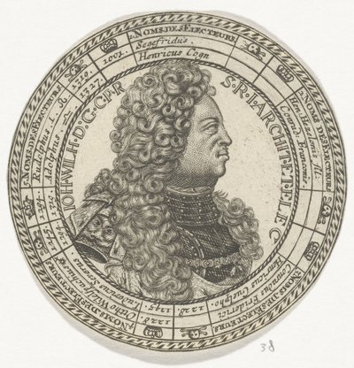 Münze mit dem Porträt von Johann Wilhelm und den Namen der Kurfürsten der Pfalz von Anonymous
