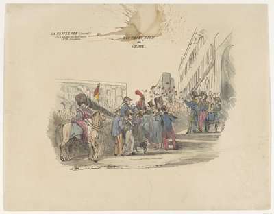 Spotprent auf die Verteilung belgischer Ehrenkreuze, 1834 von Anonymous