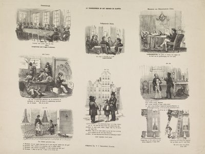 Karikatur zu einer Verordnung in Utrecht über das Bauen und Abreißen, 1857 von Anonymous