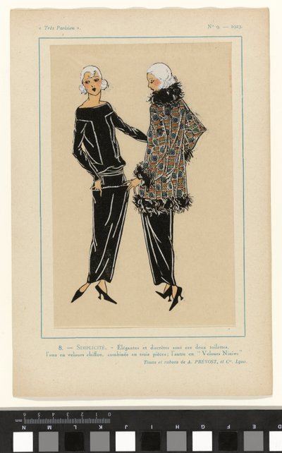 Très Parisien, 1923, Nr. 9: 8. - SIMPLICITÉ. - Elegante und diskrete... von Anonymous
